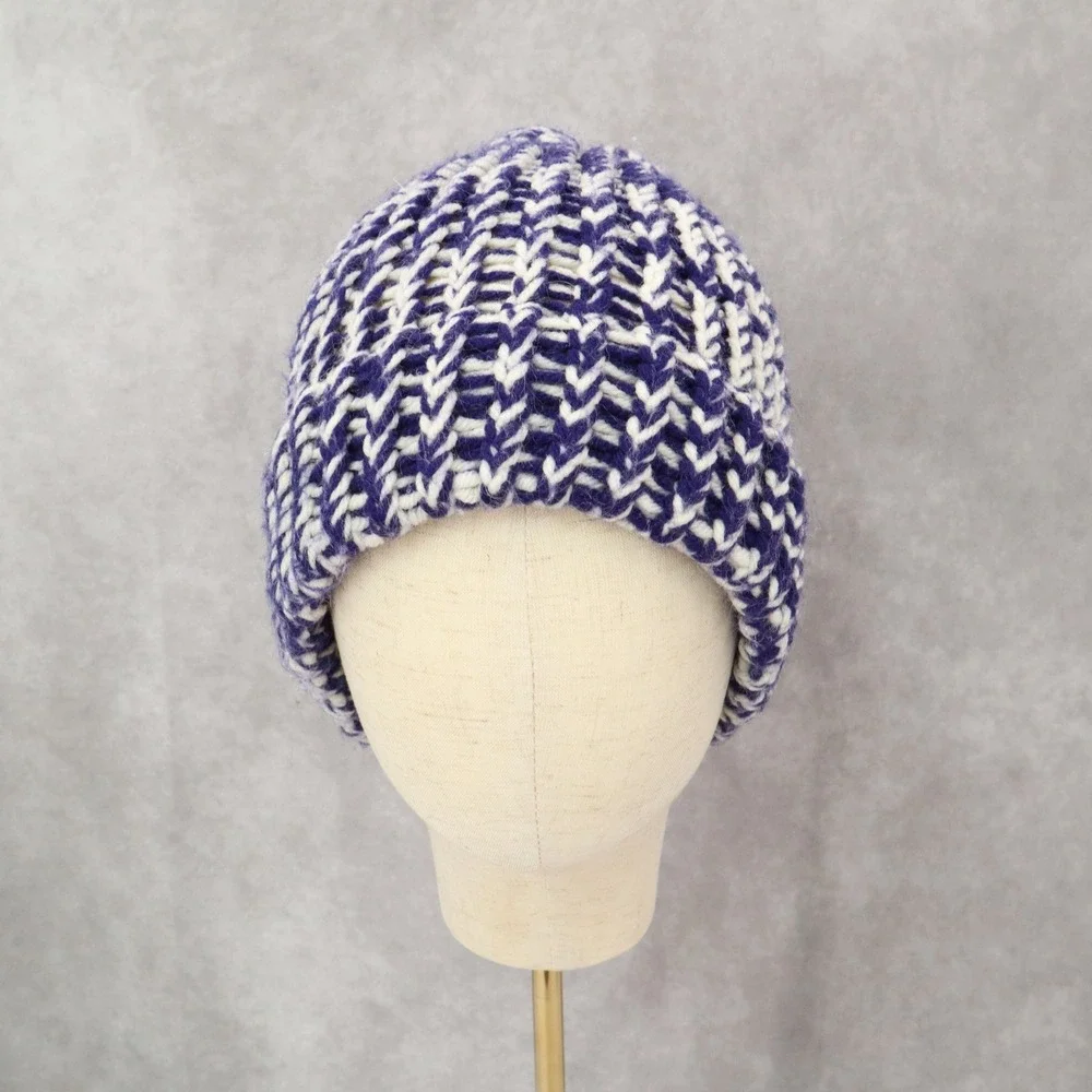 Purple Cable‎ Knit Y2K Vintage Hippy Unisex Cottage Boho Bucket Beanie Cap Hat